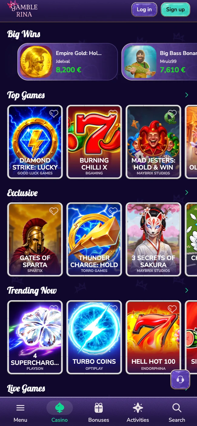 Gamblerina Casino App
